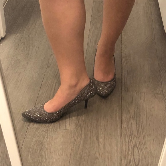 Bejeweled Grey Short Heels - Picture 3 of 5